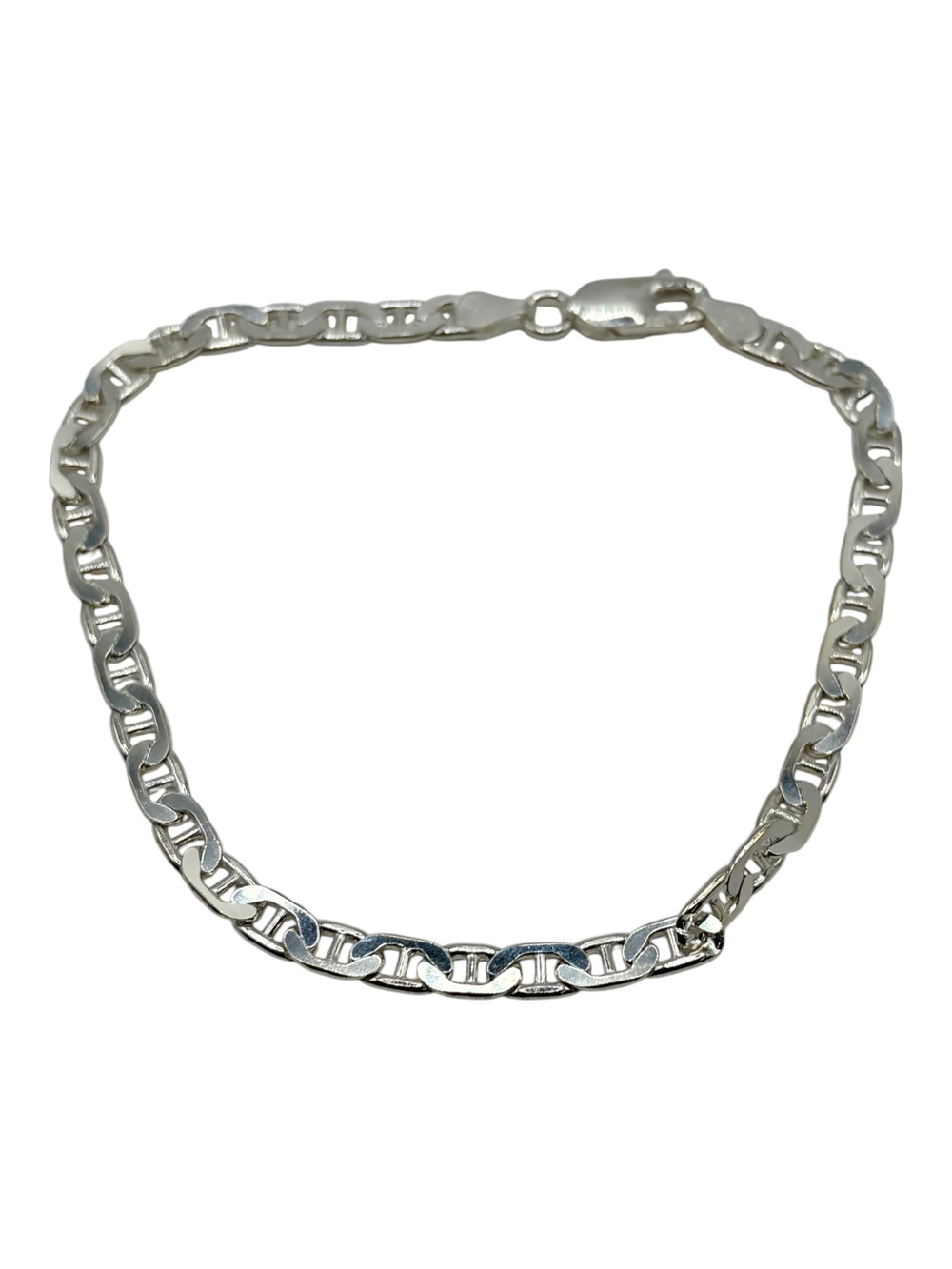 Made In Italy .925 Sterling Silver Mariner Anchor Link Chain Bracelet - New